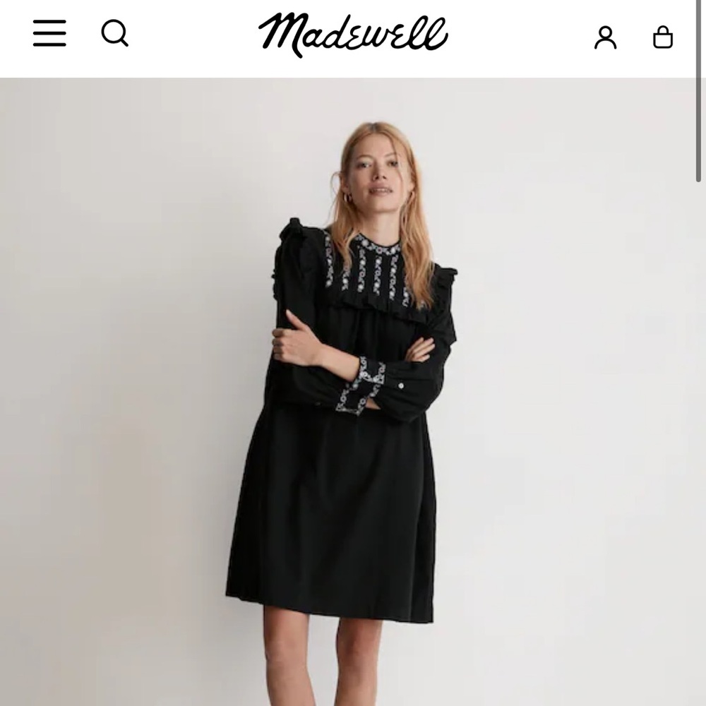 Madewell Long Sleeve Dress with Embroidered Details